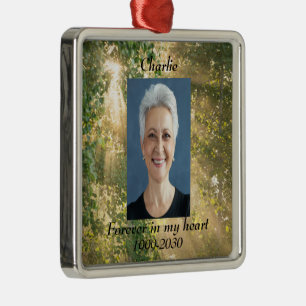 Ornement Carré Argenté Photo personnalisée Garde-mémoire pour toujours da