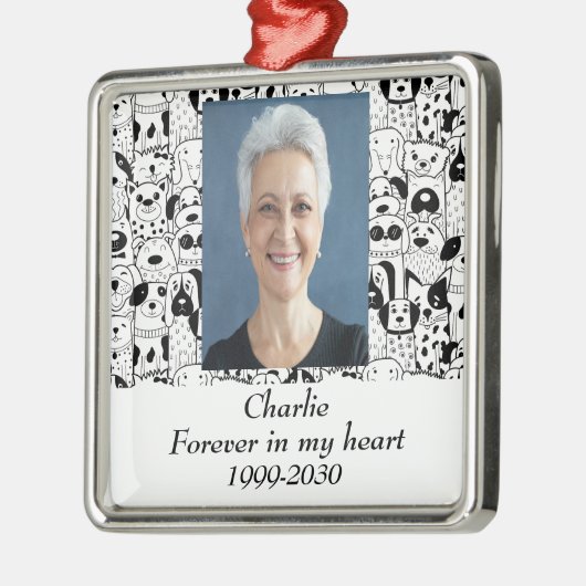 Ornement Carré Argenté Photo personnalisée Garde-mémoire pour toujours da (Gauche)