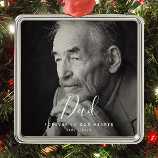 Ornement Carré Argenté Photo personnalisée Mémorial personnalisé Décès