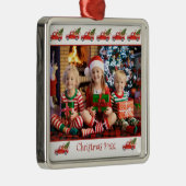 Ornement Carré Argenté Photo sur mesure pour enfants Camion rouge Noël (Droite)