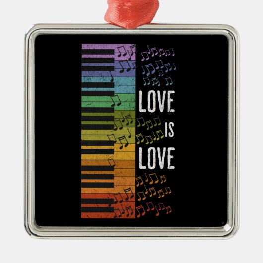 Ornement Carré Argenté piano arc-en-ciel (Devant)