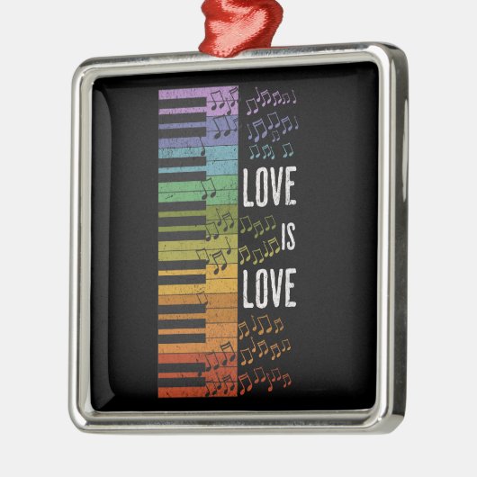 Ornement Carré Argenté piano arc-en-ciel (Gauche)