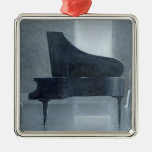 Ornement Carré Argenté Piano noir 2004
