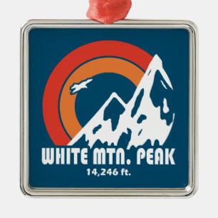 Ornement Carré Argenté Pic White Mountain Peak California Sun Eagle