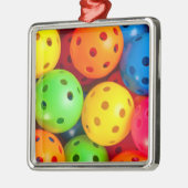 Ornement Carré Argenté Pickleball coloré (Gauche)