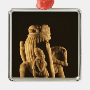 Ornement Carré Argenté Pièce d'échecs de chevalier