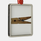 Ornement Carré Argenté Pince à linge (Droite)