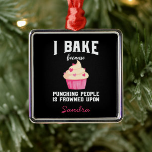 Ornement Carré Argenté Pink and Black Fun Noël de Noël Baking