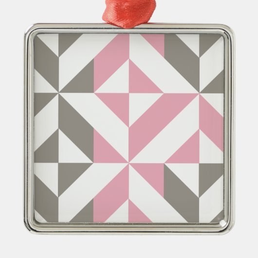 Ornement Carré Argenté Pink Raspberry and Silver Geometric ZigZag (Devant)