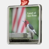 Ornement Carré Argenté pivert Rouge-dirigé (Gauche)