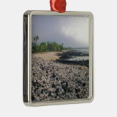 Ornement Carré Argenté Plage de sable noir à Hawaii (Droite)