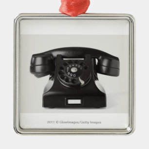 Ornement Carré Argenté Plan rapproché d'un téléphone rotatoire