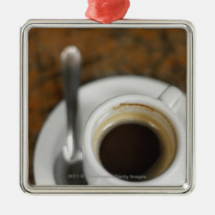 Ornement Carré Argenté Plan rapproché d'une tasse de café 2