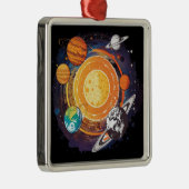 Ornement Carré Argenté Planètes (Droite)