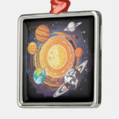 Ornement Carré Argenté Planètes (Gauche)