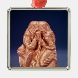 Ornement Carré Argenté Plaque dépeignant deux Scythians partageant une