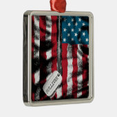 Ornement Carré Argenté Plaques de chien de soldat militaire personnalisée (Droite)