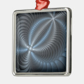 Ornement Carré Argenté Plastique bleu gris 3D Fractal Art moderne Abstrai (Gauche)