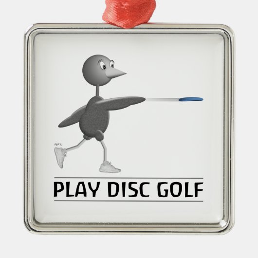 Ornement Carré Argenté Play Disk Golf (Devant)