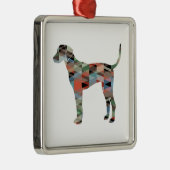 Ornement Carré Argenté Plott Hound Geometric Pattern Silhouette Plaid (Droite)