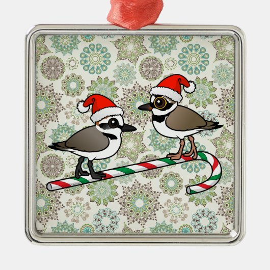 Ornement Carré Argenté Plovers père Noël (Devant)