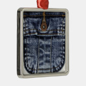Ornement Carré Argenté Poche de jeans de denim (Droite)