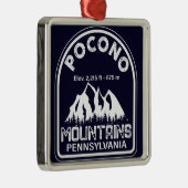 Ornement Carré Argenté Poconos Pennsylvania PA Mountain Gift Retro (Droite)
