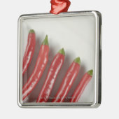 Ornement Carré Argenté Poivrons de piment rouge (Gauche)