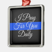 ORNEMENT CARRÉ ARGENTÉ POLICE SOUTIEN LIGNE BLEUE LIGNE NOËL ORNAMENT (Gauche)