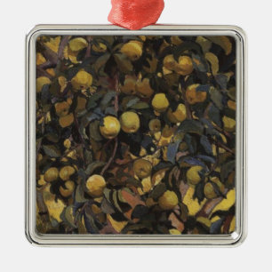 Ornement Carré Argenté Pommes sur les branches des arbres (par Serebriako