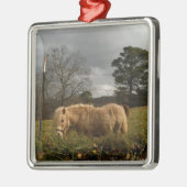 Ornement Carré Argenté Poney miniature blond / Cheval (Gauche)