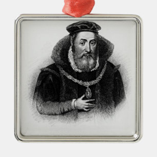 Ornement Carré Argenté Portrait de 2ème comte de James Hamilton d'Arran