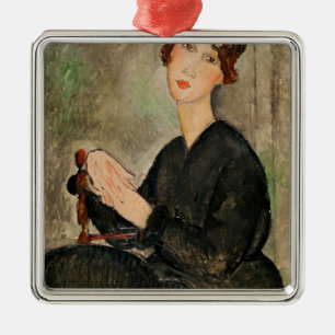 Ornement Carré Argenté Portrait de Dedie Hayden, 1918