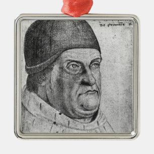 Ornement Carré Argenté Portrait de duc de Rene I de l'Anjou
