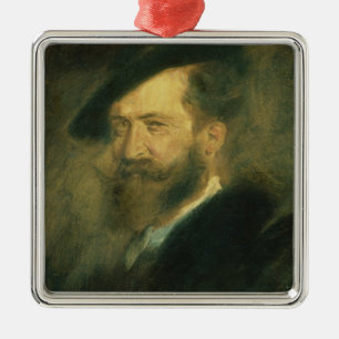 Ornement Carré Argenté Portrait de l'artiste Wilhelm Busch , c.1878