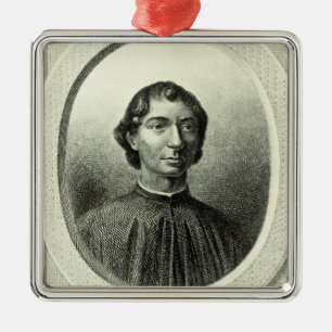 Ornement Carré Argenté Portrait de Niccolo Machiavelli