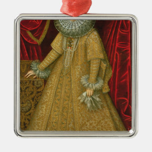 Ornement Carré Argenté Portrait d'Eugenia de la Reine Isabel Clara
