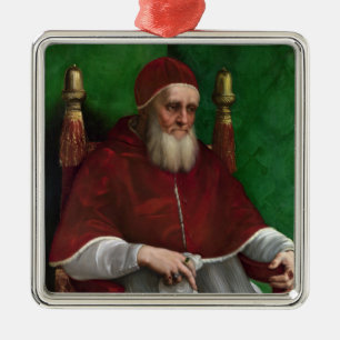 Ornement Carré Argenté Portrait du pape Julius II (par Raphael)