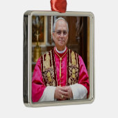 Ornement Carré Argenté Portrait du Pape Léon XIV (Droite)