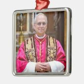 Ornement Carré Argenté Portrait du Pape Léon XIV (Gauche)