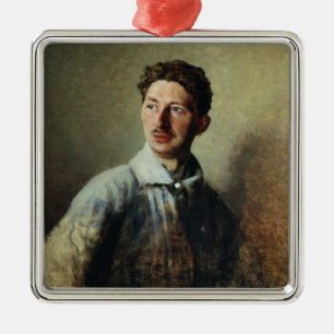 Ornement Carré Argenté Portrait du poète Sergey Gorodetsky 1909