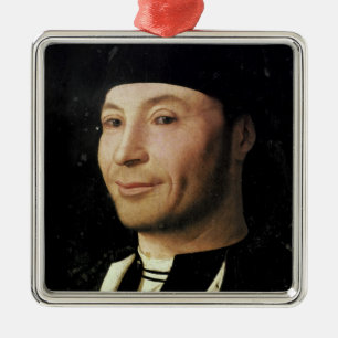 Ornement Carré Argenté Portrait d'un homme inconnu