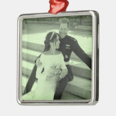Ornement Carré Argenté Portrait mariage Harry et Meghan stylisé (Gauche)