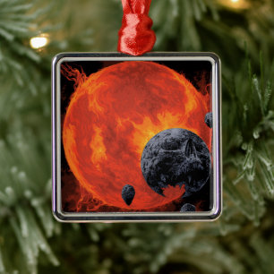 Ornement Carré Argenté Poster de cimetière galactique, Macs 2129-1.