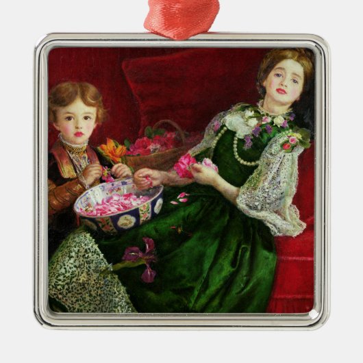 Ornement Carré Argenté Pot Pourri (Devant)