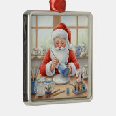 Ornement Carré Argenté Pottery Painting Santa Claus  (Droite)