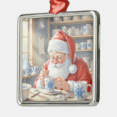 Ornement Carré Argenté Pottery Painting Santa Claus  (Gauche)