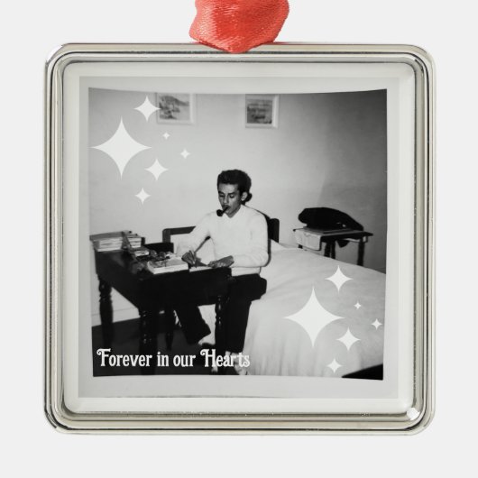 Ornement Carré Argenté Pour toujours dans nos coeurs (Devant)