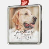 Ornement Carré Argenté Pour toujours dans nos coeurs Pet Memorial Photo m (Gauche)