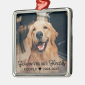 Ornement Carré Argenté Pour toujours dans nos coeurs Photo commémorative (Gauche)